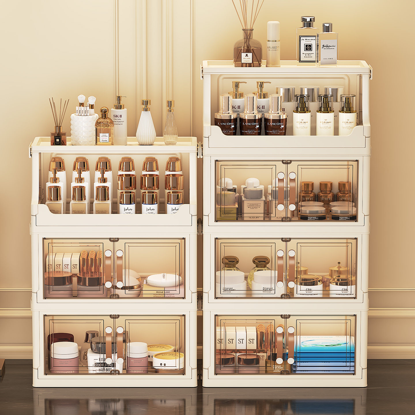 Luxury Skincare Box - صندوق تخزين متعدد الطبقات للعناية بالبشرة،
